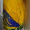 BERON 14 Inches Yellow Blue and Green Wig with Bangs Short Curly Wig Flag Wigs Yellow Blue Mix Green Curly Wigs for Women Daily Party or Cosplay Hairnet Include