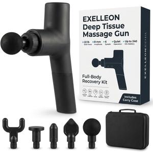Deep Tissue Muscle Massage Gun | Powerful Handheld Percussion Massager | Back | Neck | Full Body Muscle Recovery | 22 lbs Stall Force | 8 mm Amplitude | 6 Speeds | Quiet | 240 Min Battery