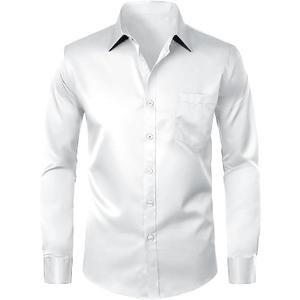 Modern Stylish Men's Casual Business Dress Shirt with Pocket - Long Sleeve Button Down Shirt XL