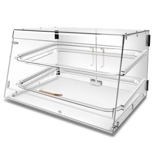YBSVO 2-Tier Bakery Display Case with Front & Rear Doors Clear Acrylic Countertop Pastry Cabinet for Self-Service Commercial Food Showcase Box for Bagels, Donuts & Cookies (21" x 17" x 12")