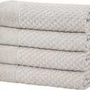 Great Bay Home Bath Towels - 100% Cotton 4 Pack 54x27 Bath Towel Set - Absorbent, Durable, Quick-Dry Towels for Bathroom (Light Grey)