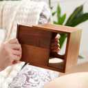 YANGQIHOME Tissue Box Cover Square, Acacia Wood Tissue Holder for Bathroom, Living Room, Dining Table, Decorative Cube Facial Tissue Box Cover, 5.3 x 5.3 x 6.1 inches