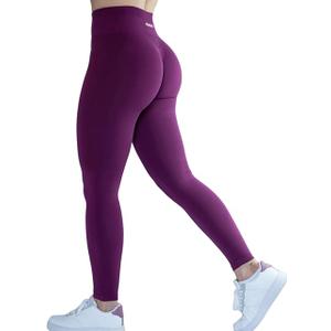 AUROLA Workout Leggings for Women Seamless Scrunch Tights Tummy Control Gym Fitness Girl Sport Active Yoga Pants (Large, Magenta)