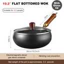 Carbon Steel Wok, Non-Stick Stir-Fry Pan with Glass Lid, Cooking Applications Such as Pan-Frying, Stir-Frying, Steaming, and Outdoor Camping, Compatible with All Stovetop Type (10.2 INCH)
