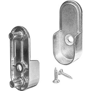 15mm x 30mm Oval Closet Rod End Supports (Single Hole) with Rear Facing 6.5mm Pins (Pack of 40) (Chome 40 pcs)