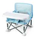 PandaEar Portable Travel Booster Seat with Tray| Folding Baby Seat Booster High Chair for Dining Table| Compact Camping Chair for Lawn, Beach Indoor/Outdoor Use| Toddlers, Kids (Light Blue)