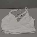 GRAPENT Bikini Top for Women V Neck Ruched Criss Cross Padded Beach Vacation Bathing Suit Modest Cute Swim Suit Top Only (Medium, White)