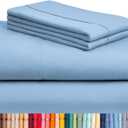 LuxClub 4 PC Queen Sheet Set, Breathable Luxury Bed Sheets, Deep Pockets 18" Wrinkle Free Cooling Sheets Machine Washable Hotel Bedding Silky Soft - Sky Queen