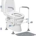 Toilet Safety Rail, Toilet handles for elderly Toilet Safety Frame with Adjustable height and Anti-slip mat Handrail Toilet Bars Toilet rails for elderly and Disabled Fit Most Toilets (440lb)