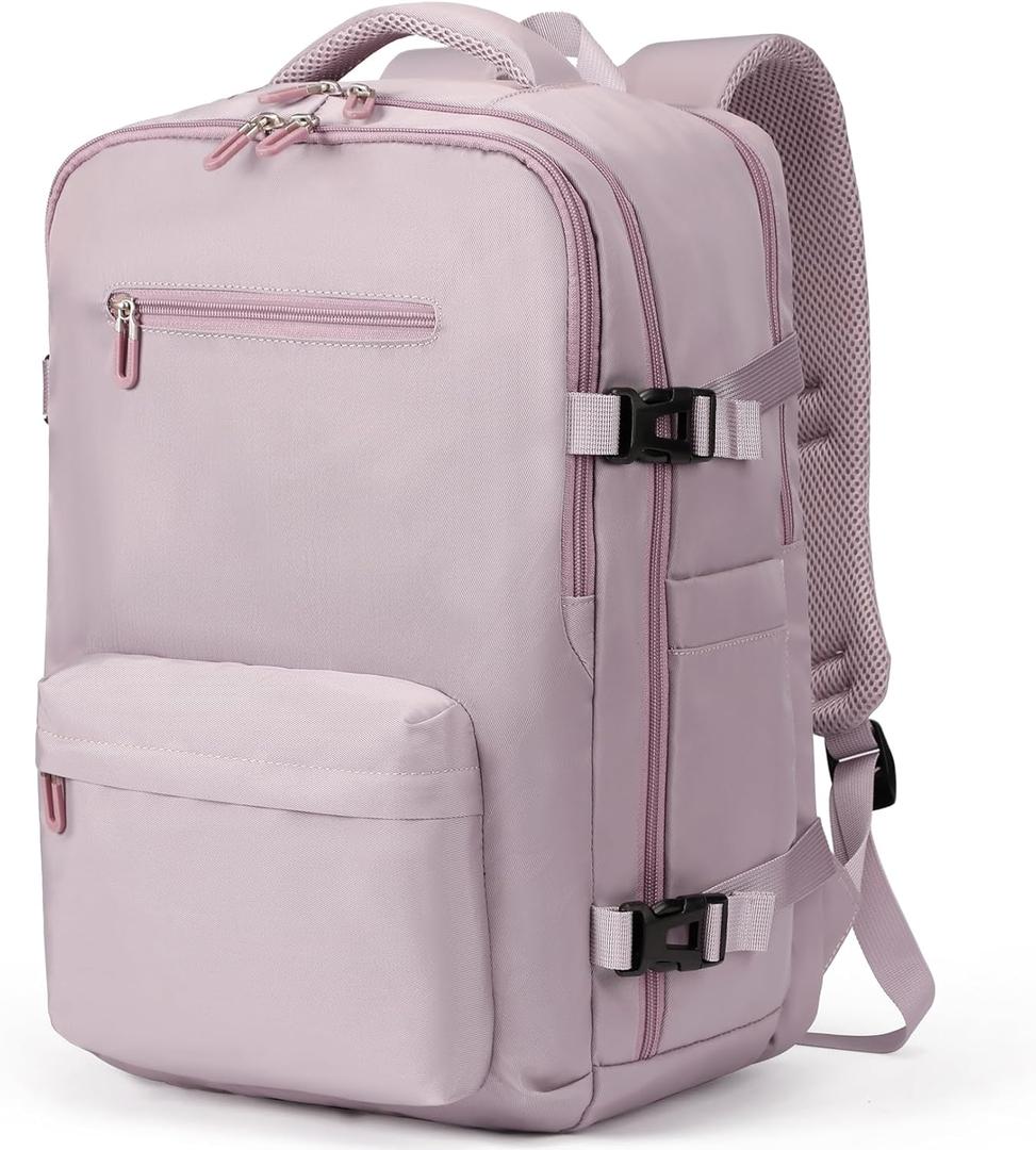 SHRRADOO Travel Laptop Backpack for Women, Casual Work Bag 17inch College Laptop Backpack Airline Approved Backpack for Hiking Business Nurse Bag Casual Daypack for Weekender, Large, Light Pink
