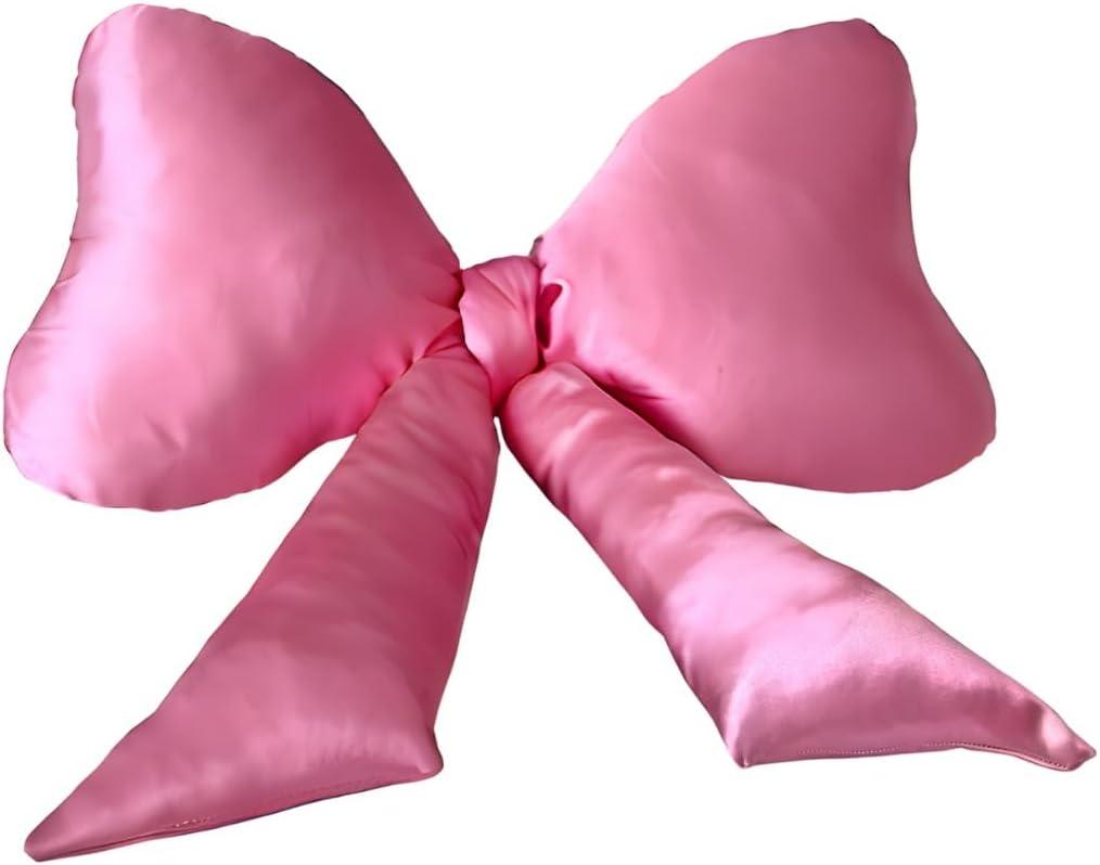 Bow Pillow - Big Bow Throw Pillow - Bow Shaped Pillow - Silky Satin - Coquette Decor - Bow Room Decor - Pink Bow Pillow - Bow Nursery Decor - Pink Room Decor