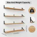Long Wall Shelf,Large Floating Shelves for Wall,Wood Floating Bookshelves Hanging,Book Storage Display for Living Room Bedroom Office Bathroom Decor,4 Pack,36 Inch,Carbonized Black