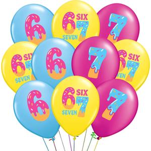 6 7 Birthday Decorations, 30 Pcs 6 7 Balloons with Ice Cream Print, 6 7 Meme Theme Party Supplies, Six Seven Balloon Set for 67 Birthday Party Decorations