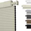 No Drill Blackout Cellular Shades,Beige,34" W x 48" H | Cordless Honeycomb Blinds for Indoor Windows, No Tools Shades for Home, Easy Install, Thermal Insulated, Noise Reduction