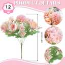 ASTRYAS Pink Peonies Artificial Flowers, 12Pcs Fake Peonies Silk Hydrangea Bouquet for Decoration Faux Peonies Bulk for Florals Arrangements Wedding Party Table Shower (12, Light Pink)