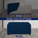 PureFit Super Stretch Soft Form Fit Ottoman Cover Rectangle - Ottoman Slipcovers for Foot Stool & Folding Storage Furniture for Living Room with Nonslip Elastic Bottom (Large, Navy)