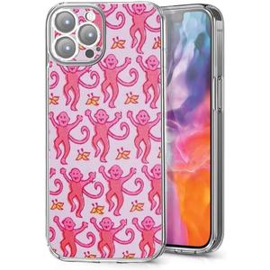 Phone Case Compatible with iPhone 15 Pro Max Pink Roller Monkey Funny Cute Rabbit Soft Shockproof Side Striped Phone Cover