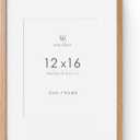 12x16 Oak Picture Frames, 12x16 Natural Wood Frame with Mat to 8.5x11, 16x12 Frame for Wall, Set of 1