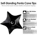Superstar Self Standing Cane Tip has Non-Slip Heavy Duty Rubber Base to Prevent Slip, Cane Tips 3/4 inch Heavy Duty Replacement, 6-Inch Star Design for Superior Traction & Balance for Seniors (Black)