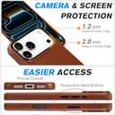 SHIELDON Genuine Leather Case for iPhone 17 Pro Max 6.9" 2025 with [Updated Camera Button], Compatible with Magsafe, Magnetic Wireless Charging, Shockproof Protective Cover, Metal Button - Retro Brown