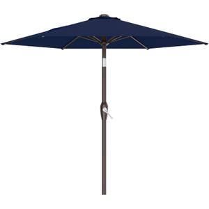 AreShark 7.5FT Patio Umbrella Table Market Umbrella with 6 Sturdy Ribs, Button Tilt/Crank Heavy-Duty Round Outdoor Umbrellas for Garden, Deck, Backyard,and Pool, Navy