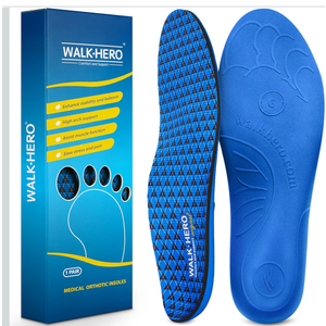 Walkhero Plantar Fasciitis Inserts - Arch Support Orthotic Insoles for Flat Foot and Foot Pain, Everyday Comfort and Support (Mens 7-7 1/2 | Womens 9-9 1/2 Blue)