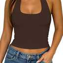 ForeFair Backless Halter Tops for Women - Summer Tank Top Casual Open Back Cute Sleeveless, Size: Small