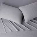 Amazon Basics 4 Piece Breathable 100% Cotton Jersey Knit Bed Sheet Set, Includes Flat and Fitted Sheets, Pillowcase, Stretchy, Full, Light Gray, Solid