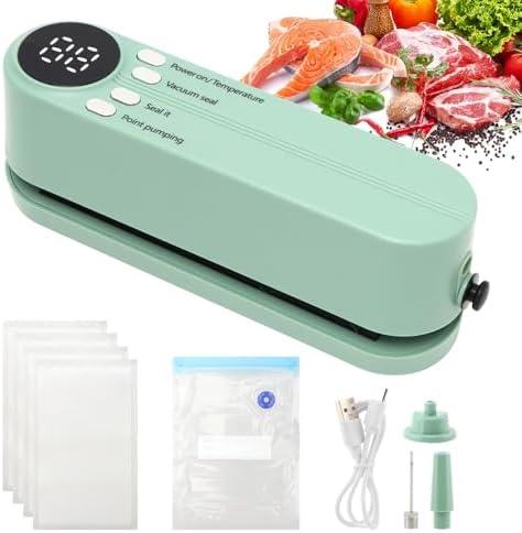 Mini Vacuum Sealer for Food, 3 in 1 Cordless Rechargeable Bag Heat Sealer for Dry/Moist Food Storage (COLOR:Green)
