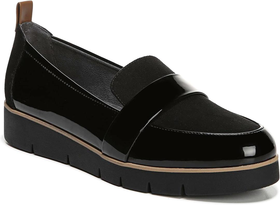 Dr. Scholl's Shoes Women's Webster Loafer (9, Black Patent/Microfiber)