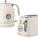 MegaChef 1.7 Quart Electric Tea Kettle and 2 Slice Toaster Combo in Matte Cream (Cream) (One Size)