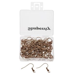 Shapenty Surgical Brass Ball Coil Fish Earring Hooks Clasp Hypo-allergenic Ear Wire Bead Connector Hooks with Large Loop for DIY Jewelry Finding Making, 100PCS/50Pairs (Copper)