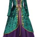 CosplayDiy Medieval Green Velvet Dress Witch Cosplay Costume Robes Adult for Women Plus Size (3X-Large)