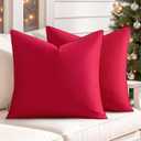 MIULEE Pack of 2 Decorative Outdoor Waterproof Christmas Pillow Covers Square Garden Cushion Sham Throw Pillowcase Shell for Spring Patio Tent Couch 18x18 Inch Red
