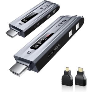 2025 Upgraded Wireless HDMI Transmitter and Receiver, 4K Decode, 100FT Range, 2.4G/5G Plug & Play, No App/Bluetooth, Metal Housing, for Streaming Video & Audio to HDTV/Projector/PC/Laptop/TV Box