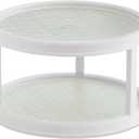 Copco Non-Skid 2 Tier Pantry Cabinet Lazy Susan Turntable, 12-Inch, White/Light Green