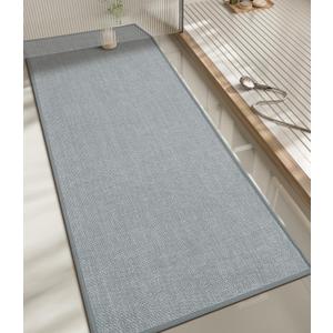 chakme Bathroom Rugs Mat 59x17, Ultra Thin Non Slip Bath Rug Runner Quick Dry Absorbent Bath Mat for Bathroom Floor, (Light Grey, 59"x17")