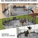 PJYuCien Dog Playpen with Bottom Pad - Metal Foldable Exercise Pen, 8 Panels 30" H x 24" W Indoor Outdoor Pet Fence Puppy Crate Kennel, Gray