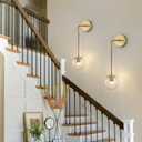 Battery Operated sconces Set of 2 Glass Globe Rechargeable Wall Light Fixture Wireless Wall Lights with Clear Glass Shade for Living Room, Hallway, Bedroom(2 Pack) (3000k,Suspension)