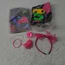 Vabean 19 Pcs 80s Costume Set T Shirt Leggings Tutu Skirt Headband Necklace Bracelets Earrings Gloves Leg Warmers for Women XL