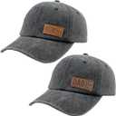 Tacoesha 2PCS Leather Dad and Mom EST 2025 Hats for Men Women, Adjustable Cotton Funny Parents Baseball Cap