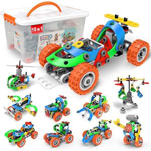 Building Toys, 10 in 1 Construction Set for Preschool Kids, Educational Creative Games Holiday Idea Gift for 5+ Years Old, Stem Activities for Kids Ages 4-8 5-7 6-8 Boy Birthday Gifts