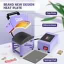 Hat Press, Mini Hat Press Heat Machine for Caps Hats with 5.4" * 3.1" Curved Teflon Coated Heat Plate & Safety Base for Heat Transfer Vinyl, Sublimation and DIY Projects, Purple