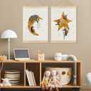 RYYCDOI Nursery Wall Decor, Whimsical Star Moon Nursery Wall Art Poster, Celestial Wall Decor, Cute Animal Nursery Wall Decor for Kids Baby Boy Girl Room Playroom, 12x16 Inches Set of 2