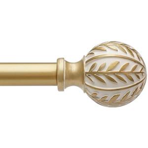 QDWIS Gold Curtain Rods for Windows 28 to 48 inch,1" Adjustable Heavy Duty Window Curtain Rod with Leaf Finials,Rustic Decorative Drapery Rods Set,Size:18-60''