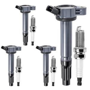 Motorevo UF487 Ignition Coil Pack and Spark Plugs Set of 4 Compatible with Toyota Sienna Avalon Camry Highlander Rav4 Venza Lexus RX350 ES350 RX450h 2007 2008 2009 2010 2011 2012 2013 2014 2015