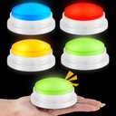 Honoson 4 Pcs Recordable Buzzers for Trivia Games Answer Buzzers Colored Sound Buzzers Glowing Buzzers Buttons Game Show Buzzer Gifts for Back to Shcool Study Family Game