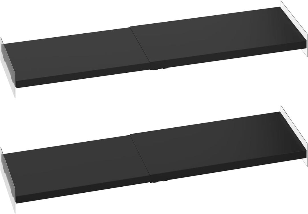 Expandable Closet Tension Shelf, Metal Storage Rack Organizer DIY Divider Separator for Cabinet Wardrobe Cupboard Kitchen (2 Pack, W:7.87" x L: 17" to 31")