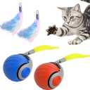 Speedy Cat Tail Toy 2.0,USB Rechargeable Smart Interactive Cat Ball,Automatic Moving Ball Toy for Indoor Cats, Replaceable Tail2PCS