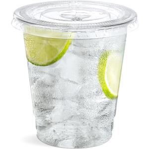 SHOPDAY Disposable Plastic Cups with Lids 8 oz Clear Plastic Cups 50 Pack, Cold Drink Containers Party Cups for Beverage Coffee Soda Juice Smoothie